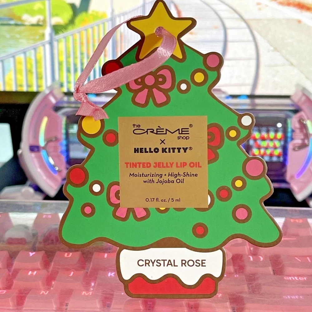 The Creme Shop Hello Kitty Christmas Lip Oil Tinted Jelly Crystal Rose Sanrio
